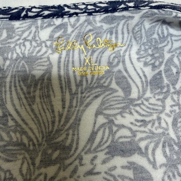 Lilly Pulitzer Geanna Swing Dress XL Gday Mate Navy Print EUC - Picture 5 of 10
